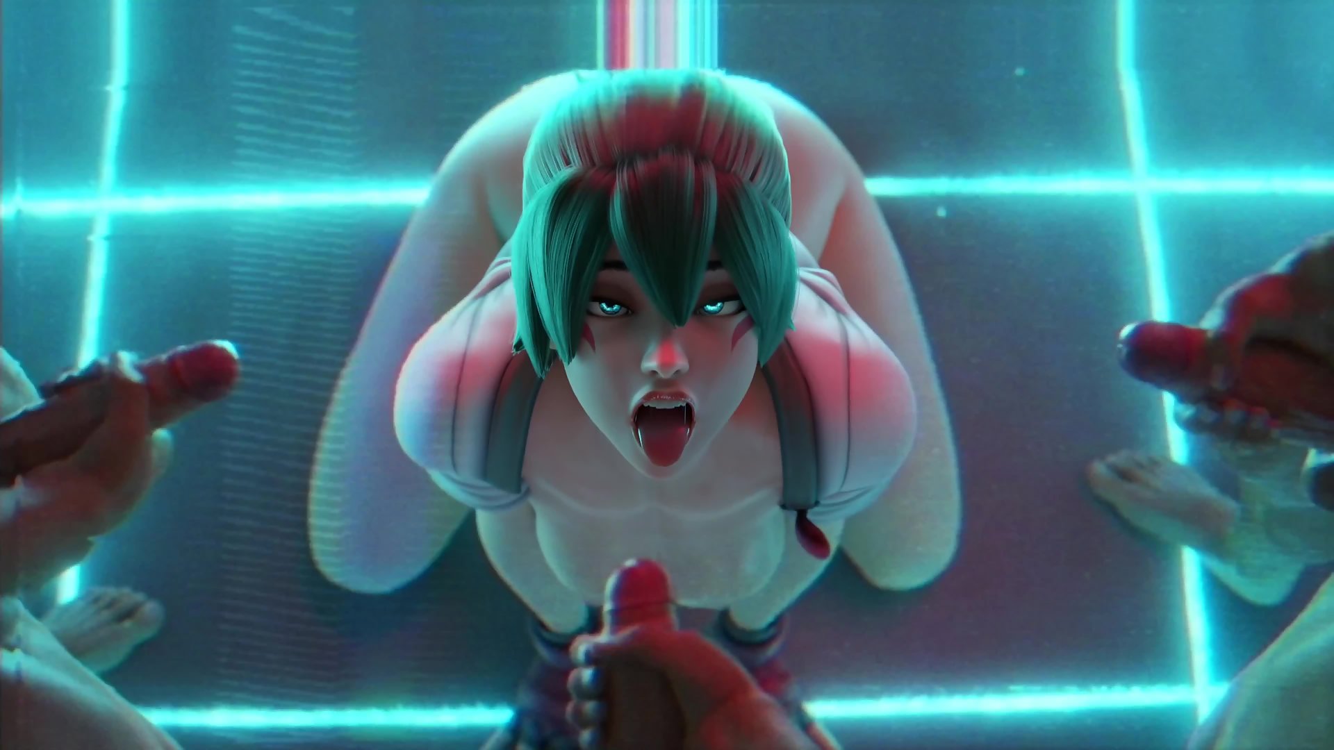 Face Fucking Time - Overwatch Kiriko Gangbanged In Hallway