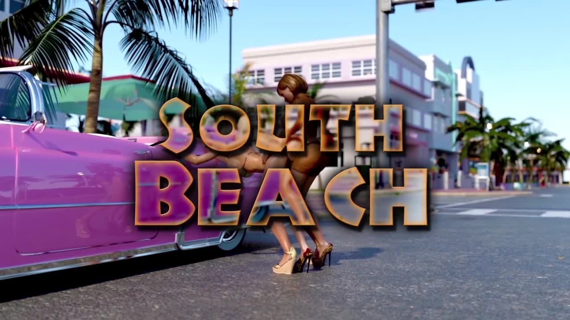 South Beach (Preview) - 3D Futanari Girl Bangs Busty Babe In A Car
